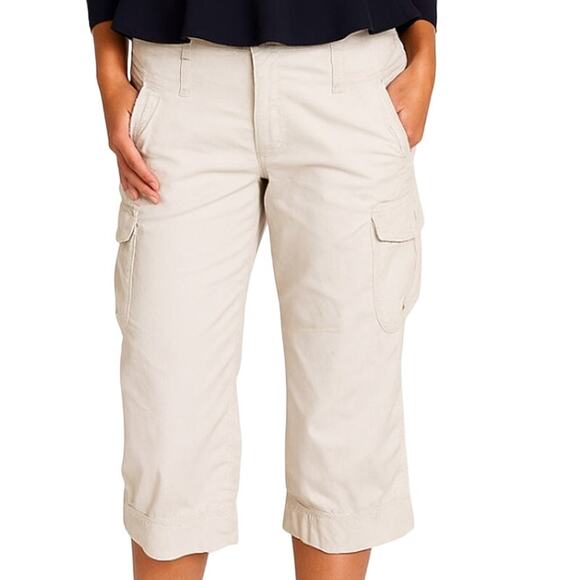 Abercrombie & Fitch Womens Low Rise Utility Khaki Pants Cropped SZ 2 Retro Y2k - Picture 1 of 10